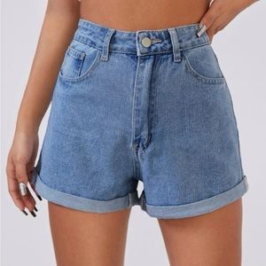 Roll Up Hem Denim Shorts
